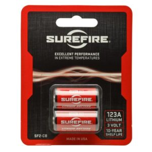 <div style="font-size: 20px;">SureFire<br/>SF123A LITHIUM 3VOLT BATT 2PK</div><BR/><div style="font-size: 12px;">#84871820141</div>