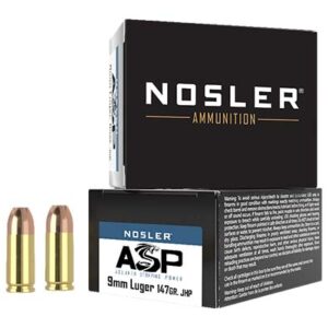 <div style="font-size: 20px;">Nosler<br/>NOS 9MM 147GR ASP JHP 20RD</div><BR/><div style="font-size: 12px;">#54041512909</div>