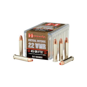<div style="font-size: 20px;">Hornady<br/>HRN 22M 45GR CRITDEF FTX 50RD</div><BR/><div style="font-size: 12px;">#90255832006</div>