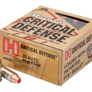 <div style="font-size: 20px;">Hornady<br/>HRN 32AP 60GR CRITDEF FTX 25RD</div><BR/><div style="font-size: 12px;">#90255900637</div>