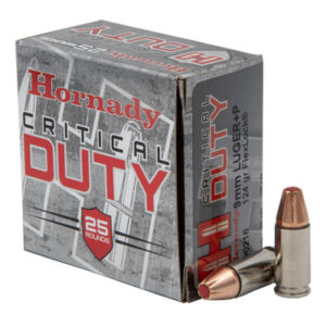 <div style="font-size: 20px;">Hornady<br/>HRN 9MM+P 124GR CDUTY FLX 25RD</div><BR/><div style="font-size: 12px;">#90255902167</div>