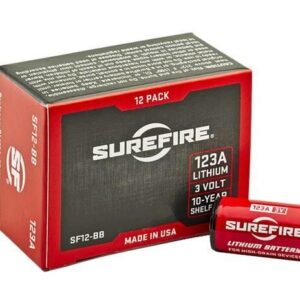 <div style="font-size: 20px;">SureFire<br/>SF123A LITHIUM 3VOLT BATT 12PK</div><BR/><div style="font-size: 12px;">#84871820134</div>