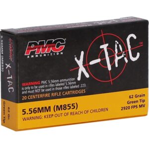 PMC X-Tac 5.56x45mm NATO Ammo 62 Grain Green Tip Full Metal Jacket - 556K -